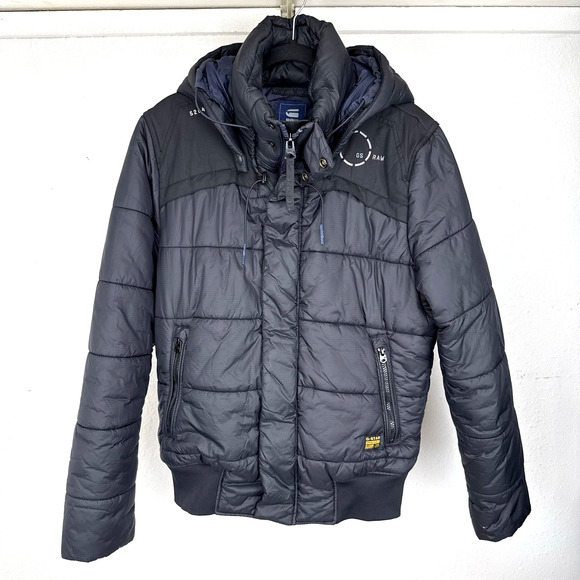 G-Star Other - G Star Raw Whistler Hooded Bomber Puffer Coat Size Large Navy Nylon